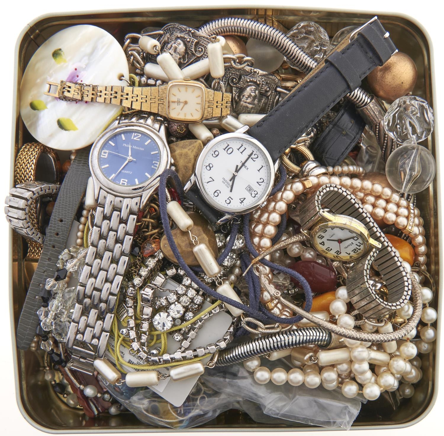 Miscellaneous vintage costume jewellery and watches