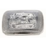 An Austro-Hungarian silver and niello snuff box, chequer patterned overall, the lid reserved with
