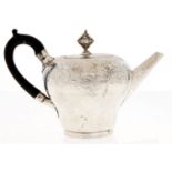 A Victorian silver ogee teapot, in George II style with flush hinged lid, 14cm h, by George Ivory,