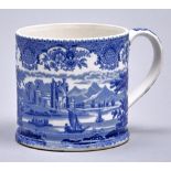 A blue printed earthenware Northern Scenery series Kilchurn Castle Loch Awe pattern mug,