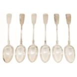 A set of six Victorian silver tablespoons, Fiddle pattern, by Holland, Aldwinckle & Slater, London