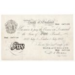 Bank Note. Bank of England, Beale white £5, 3 July 1950, R93, good VF