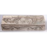 A Chinese silver repousse dragons box, late 19th c, 17cm l, maker C S and marked in Chinese, 6ozs