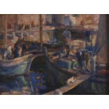 British School, early 20th c - A Crowded Harbour, oil on canvas board, 29 x 39cm Good original