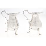 Two similar Victorian silver cream jugs, in English mid 18th c style, 10cm h, both London, by The