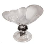 An Elizabeth II silver pedestal sweetmeat dish, set on a cast rose and domed foot, 92mm h, maker's