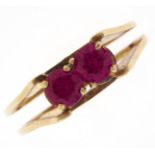 A synthetic ruby ring, in gold, marked 585, 3g, size N Good condition