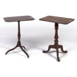 A Victorian mahogany tripod table, c1860, the rounded rectangular figured top above a baluster