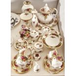 A collection of Royal Albert Old Country Roses pattern tea and ornamental ware, printed mark A