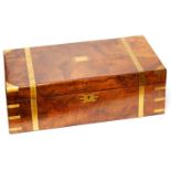 A Victorian brass bound walnut writing box, with fitted interior, 50cm l Good refurbished