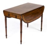 A mahogany Pembroke table, early 19th c, the rectangular top and pair of D-shaped leaves inlaid with