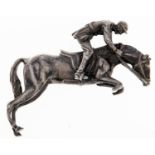 A miniature silver model of a horse and jockey, 70mm l, 1oz 16dwts Front legs damaged