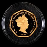 Gold coin. Tristan da Cunha proof fine gold fifty pence 2021