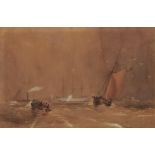 Charles Bentley OWS (1806-1854) - Shipping in the Channel, watercolour, 21 x 31.5cm Browned and