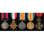 WWI, DCM group of five, Distinguished Conduct Medal, 1914-15 Star, British War Medal, Victory