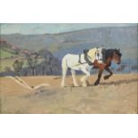 Winifred Wilson (1882-1973) - Plough Horses, signed, oil on card, 19.5 x 28cm