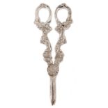 A pair of  Elizabeth II silver grape shears, Vine pattern, by J A Campbell, London 1993, 4ozs