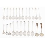 Miscellaneous English silver coffee and salt spoons, 20th c, 6ozs 15dwts (23) Good condition