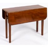 A mahogany dropleaf table, mid 19th c, figured top with pair of rounded rectangular leaves with