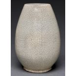 A Chinese pottery oviform vase, with ge style cream glaze, 28cm h Good condition