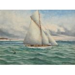 G Wilson (Fl. early 20th c) - Yacht and Shipping in the English Channel, signed and dated 192-,