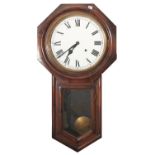 A North American octagonal rosewood-stained drop case wall clock, Ansonia Clock Co New York, late