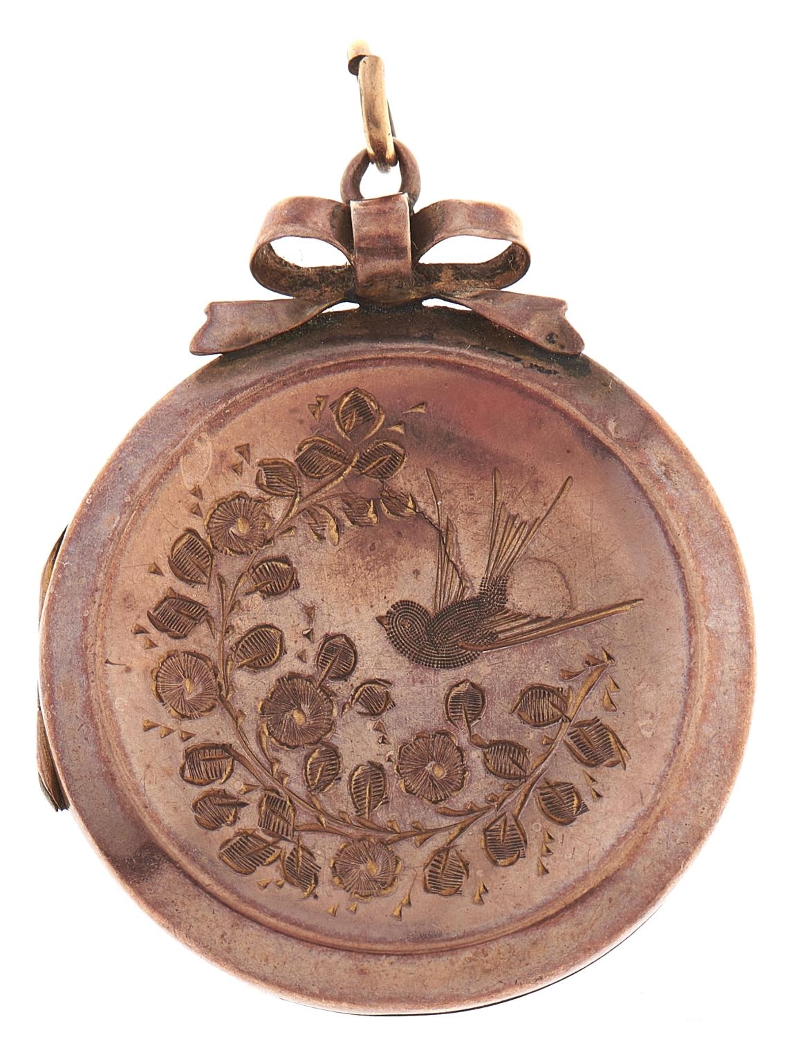 A gold front and back locket