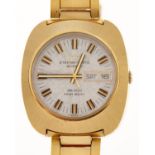 An Eterna gold plated cushion shaped self-winding gentleman's wristwatch, Eterna-Matic Sevenday