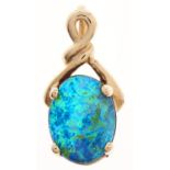 An opal doublet pendant, in gold marked 14k 585, 0.5g