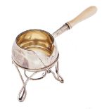 A Victorian silver brandy saucepan, with turned ivory handle, 15.5cm l, by The Goldsmiths &
