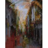 Debra Manifold RI, PS (1961-2020) - Street Scene, pastel, 48 x 37cm Good condition