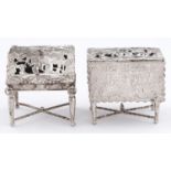 Dutch Toys.  A  miniature silver drop leaf table and bureau, late 19th c, 60mm h, Amsterdam marks,