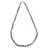A Tahitian pearl necklace, with 18ct gold clasp
