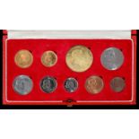 Gold Coins. Republic of South Africa 9 coin proof set, one cent - two rand, 1967, cased