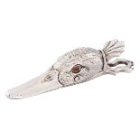 A Duck's head novelty desk clip, 20th c,  in Victorian style, 13cm l Good condition