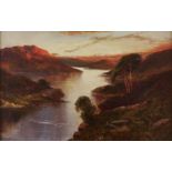 P Warner (Fl. 19th / early 20th c) - Evening in the Highlands, signed, oil on canvas, 38 x 59cm