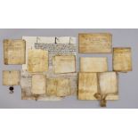 Manuscripts. A group of parchment deeds and indentures, principally early 17th c - c1740, many