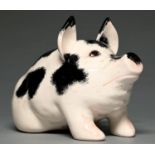 A Griselda Hill Wemyss ware pig, late 20th c, with painted eyes and lashes, black sponged patches