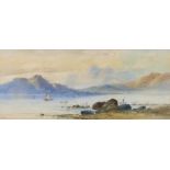 William Henry Earp (1831/33-1914) - A Lake Scene, signed, watercolour, 22 x 52.5cm Good condition