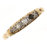 A diamond ring, in gold, 2.8g, size L½ One stone replaced; much wear
