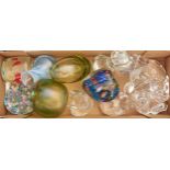 A Venetian murrine glass dish and a small collection of other decorative glassware, late 20th c,