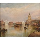 Circle of Alfred Pollentine - The Dogana and Church of San Giorgio Maggiore Venice, oil on board,