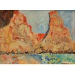 Francois V Clarke-Fort (b.1914) - Prahas de Rochas, oil on board, 24.5 x 33cm Would benefit from a