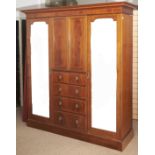 An Edwardian mahogany wardrobe, crossbanded in satin wood and line inlaid