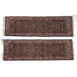 A pair of Persian style blue ground Tree of Life rugs, 239 x 74cm Localised wear