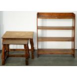 A graduated pair of oak nest-tables, 20th c, on baluster legs united by stretchers, 46cm h; 38 x