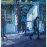 Debra Manifold RI, PS (1961-2020) - Figures in a Street, pastel, 50 x 49cm Good condition