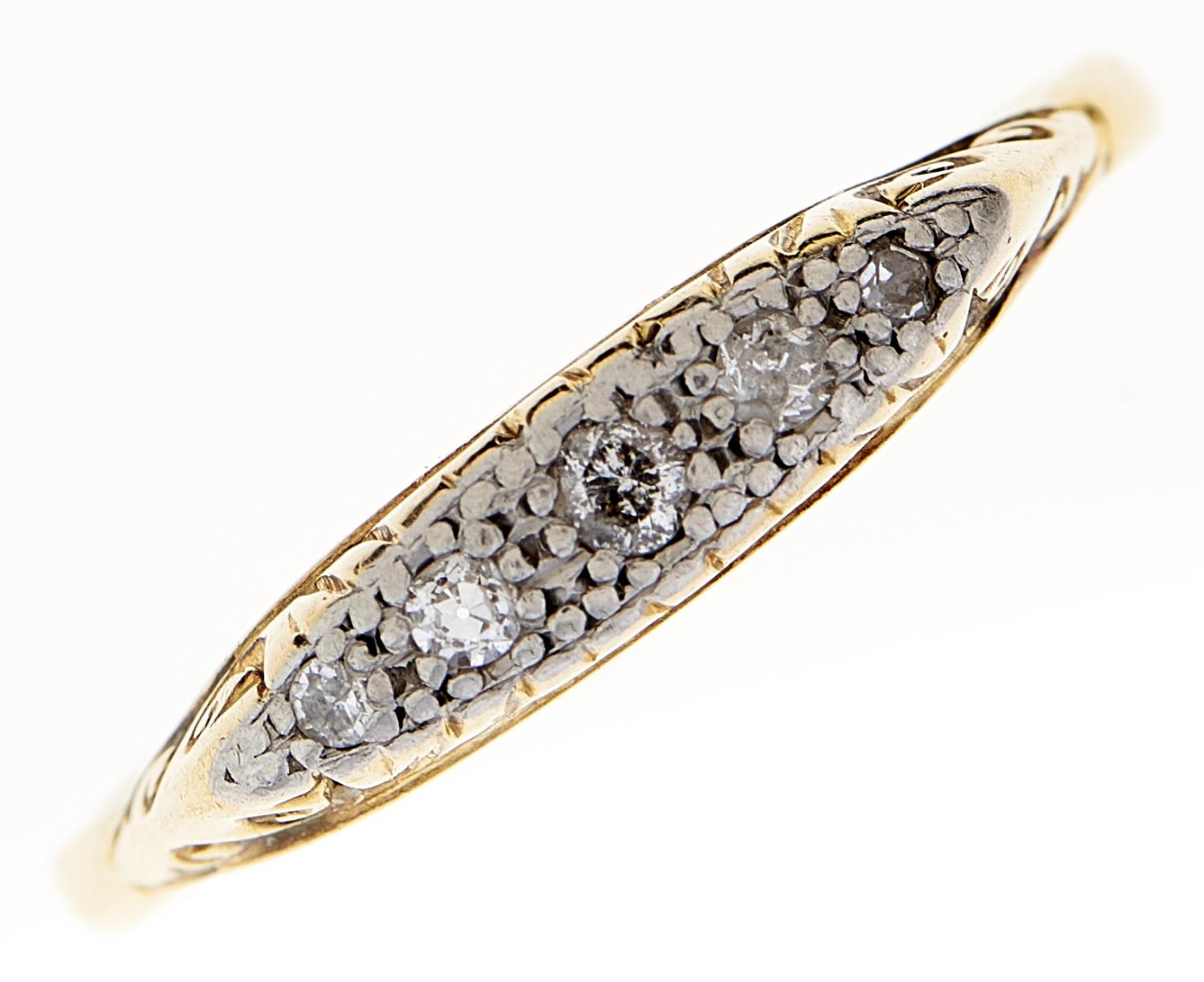 A diamond ring, in gold, apparently unmarked, 3.5g, size S½ Light wear