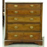 An oak secretaire, early-mid 19th c, rectangular pine top and sides, fitted secretaire drawer as