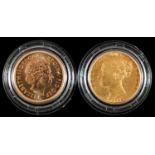 Gold Coins. Sovereign 1846 and 2002